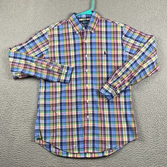 Ralph Lauren Custom Fit Button Down Shirt Men's Medium Plaid Preppy Causal - Picture 2 of 9